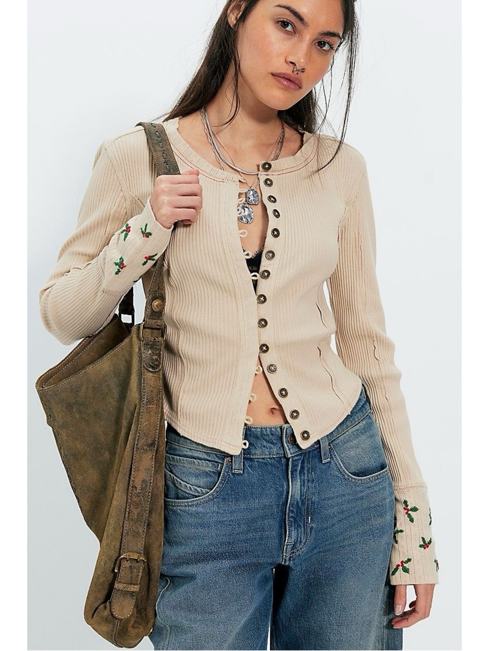 Free People Daria Cuffed Cardi NEW